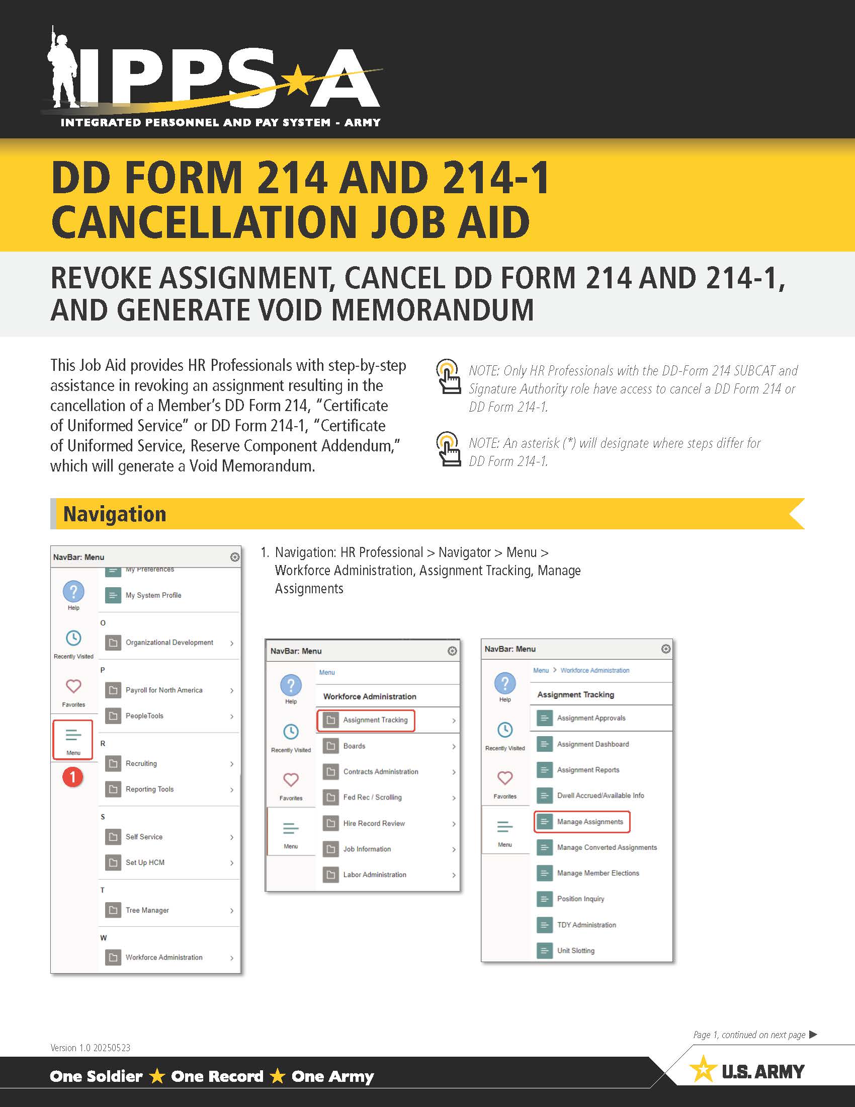 Link to DD Form 214/-1 Cancellation Job Aid